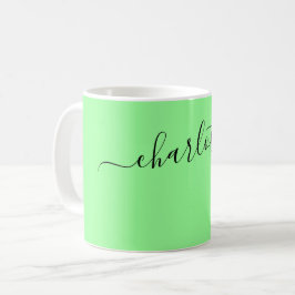 Elegante mintkleur moderne naam gepersonaliseerd koffiemok