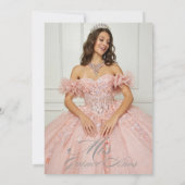 Elegante Mis Quince Anos Roze Gouden Foto Kaart (Achterkant)