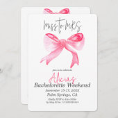 Elegante Miss naar MRS Pink Bow Bachelorette Party Kaart (Voorkant / Achterkant)