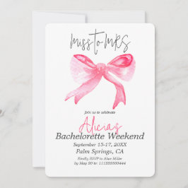 Elegante Miss naar MRS Pink Bow Bachelorette Party Kaart