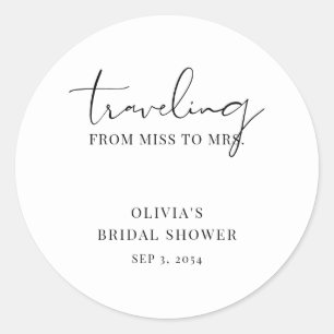 Elegante 'Miss to Mrs' Bruiloftsborrel Script Ronde Sticker