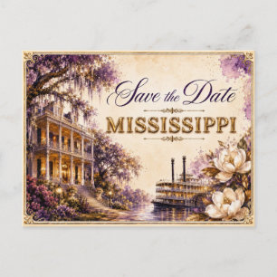 Elegante Mississippi Save the Date Trouw Uitnodigi Briefkaart