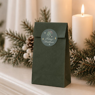 Elegante Misteletoe Botanische Prettig Kerstfeest Ronde Sticker