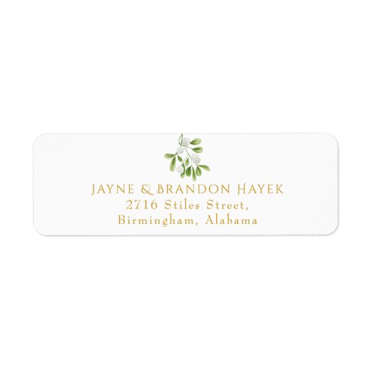 Elegante Misteletoe Groene Retouradres Etiket (Voorkant)