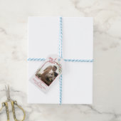 Elegante Misteletoe Jonggehuwden Foto Kerstmis Cadeaulabel (Met Touw)