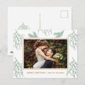 Elegante Mistletoe Groen en Goud Foto Kerstmis Feestdagenkaart (Voorkant / Achterkant)