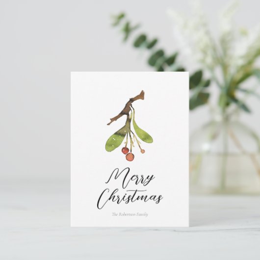 Elegante Mistletoe Kerstmis Briefkaart (Staand voorkant)