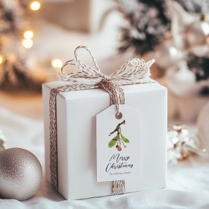 Elegante Mistletoe Kerstmis Cadeaulabel