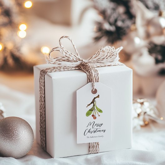Elegante Mistletoe Kerstmis Cadeaulabel