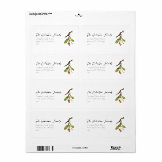 Elegante Mistletoe Kerstmis Etiket (Full Sheet)