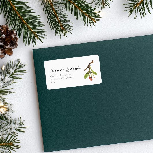 Elegante Mistletoe Kerstmis Etiket