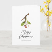 Elegante Mistletoe Kerstmis Kaart (Gele Bloem)
