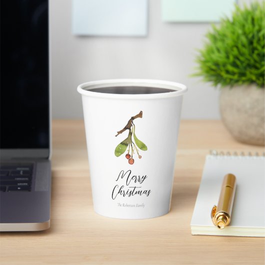 Elegante Mistletoe Kerstmis Papieren Bekers (Insitu)