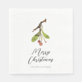 Elegante Mistletoe Kerstmis Servet (Voorkant)