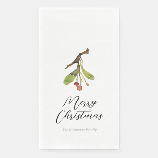 Elegante Mistletoe Kerstmis Servet (Voorkant)