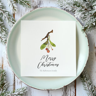 Elegante Mistletoe Kerstmis Servet