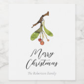 Elegante Mistletoe Kerstmis Wijn Etiket (Enkel label)