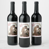 Elegante mistletoe pasgehuwden foto Kerstmis Wijn Etiket (Flessen)