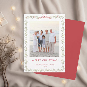 Elegante Mistletoe Rand Foto Kerstkaart Kaart