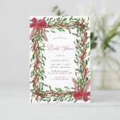 Elegante Mistletoe Rode Striking Kerst Bruidsdouch Kaart (Staand voorkant)