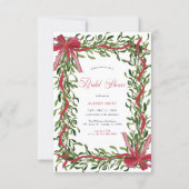 Elegante Mistletoe Rode Striking Kerst Bruidsdouch Kaart (Voorkant)