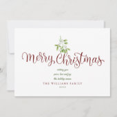 Elegante Mistletoe Script Prettig Kerstmis Foto Feestdagenkaart (Voorkant)