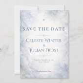 Elegante Misty Blue Wintervorst Timeloos Save The Date (Voorkant)