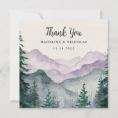 Elegante Misty Mountain Forest bruiloft Bedankkaart (Voorkant)