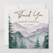 Elegante Misty Mountain Forest Script bruiloft Bedankkaart (Voorkant)