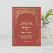 Elegante Misty Roos Indian Gateway Wedding Kaart (Staand voorkant)