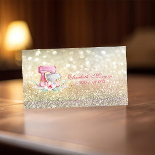 Elegante Mixer Bloemen Bokeh Bakkerij Visitekaartje