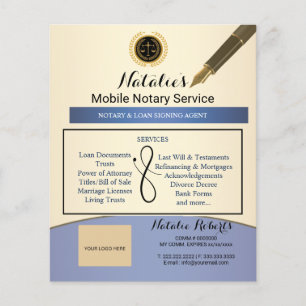 Elegante Mobiele Notaris Dienst Paars & Goud Foto Flyer