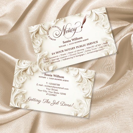 Elegante mobiele notaris publieke lening onderteke visitekaartje