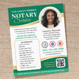 Elegante Mobiele Notaris QR Code Groen Flyer