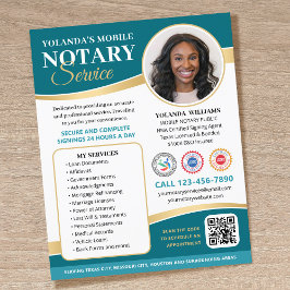 Elegante Mobiele Notaris QR-code Teal Bewerkbaar Flyer