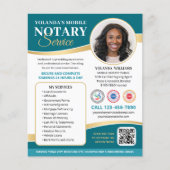 Elegante Mobiele Notaris QR-code Teal Bewerkbaar Flyer (Voorkant)
