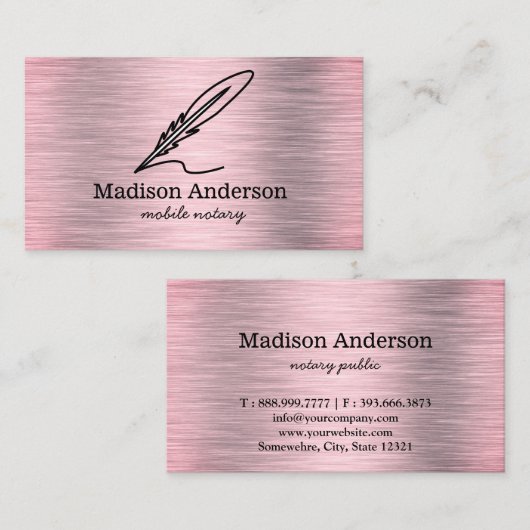 Elegante mobiele notaris Quill goud geborsteld met Visitekaartje (Voorkant / Achterkant)