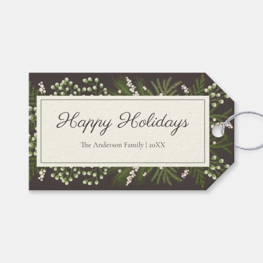 Elegante Mocha Botanisch | Kerstcadeaukaart Cadeaulabel (Voorkant (Horizontaal))