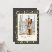 Elegante Mocha Botanisch | Mocha Kerstgroet Kaart (Voorkant / Achterkant in situ)