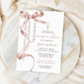 Elegante Mocha Bow & Rozenkrans bevestiging Kaart