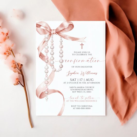 Elegante Mocha Bow & Rozenkrans bevestiging Kaart