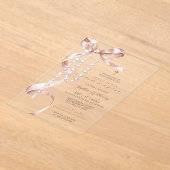 Elegante Mocha Bow & Rozenkrans Eerste Heilige Com Acryl Uitnodigingen (Laagn)