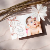 Elegante Mocha Bow & Rozenkrans Fotodoop Kaart