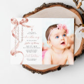 Elegante Mocha Bow & Rozenkrans Fotodoop Kaart