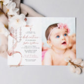 Elegante Mocha Bow & Rozenkrans Fototoewijding Kaart