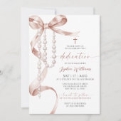 Elegante Mocha Bow & Rozenkrans Toewijding Kaart (Voorkant)