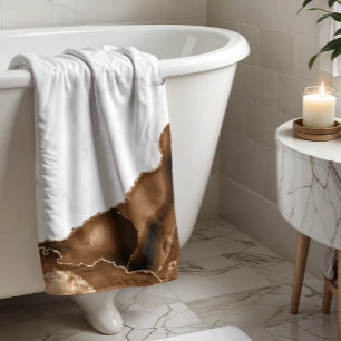 Elegante Mocha Bruine Agaat Goud Glitter Marmer Badhanddoek