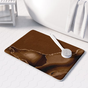 Elegante Mocha Bruine Agate Gouden Glitter Badmat