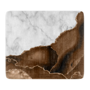 Elegante Mocha Bruine Agate Gouden Glitter Marmer Snijplank