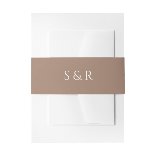 Elegante Mocha Monogram Uitnodiging Uitnodigingen Wikkel (Voorkant Voorbeeld)